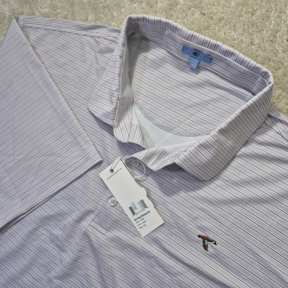 GenTeal Golf Polo Shirt Mens 3XL Gray Stripe Performance Pique Knit Preppy New